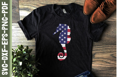 America Seahorse Patriotic 4th of July