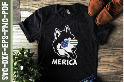 Merica Patriotic Husky 4th of July