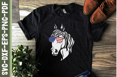 Merica Patriotic Horse 4th of July