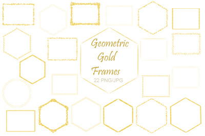 Geometric Gold Frames. Wedding frames. 22 PNG. 22 JPG