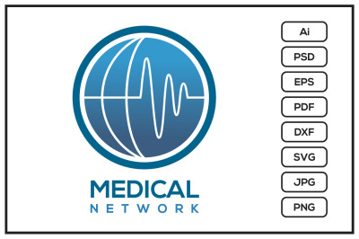 Medical network logo head design illustration