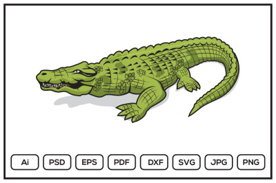 Alligator crocodile cartoon character design illustration