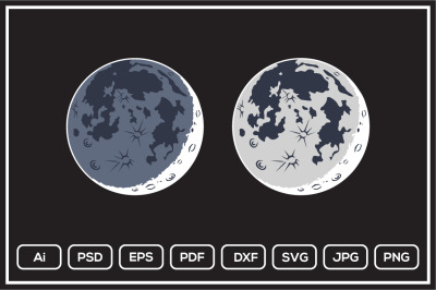 Moon earthshine in the night design illustration