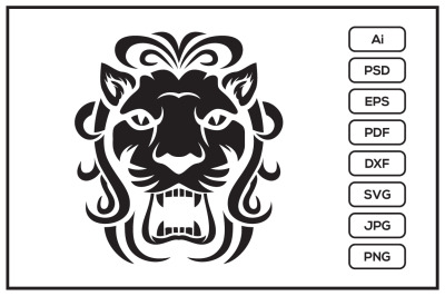 Lion head logo design illustration