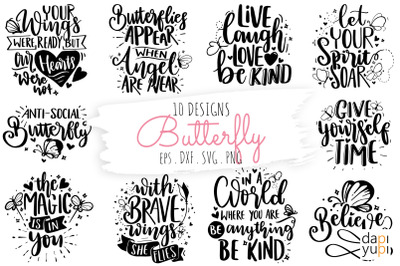 Butterfly Lettering Quotes Butterfly SVG Bundle