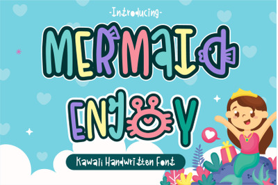 Mermaid enjoy font kawaii handwritten for kid nursery
