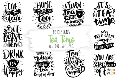 Tea Lover Lettering Quotes Bundle Tea Lover SVG Cut File