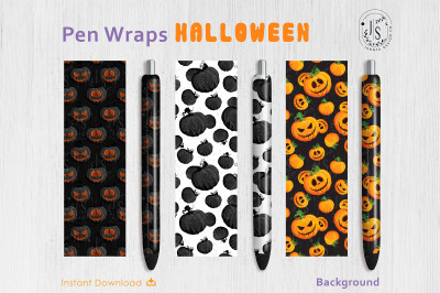 Halloween Pumpkin Lantern Pen Wraps PNG file set