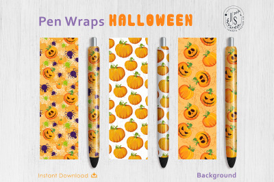 Halloween Pumpkin Lantern Pen Wraps PNG file set