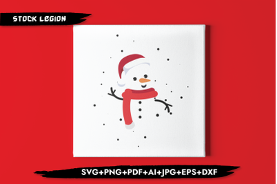 Snowman Red Scarf SVG