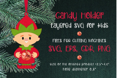 Elf Christmas Ornament Candy Holder Template SVG