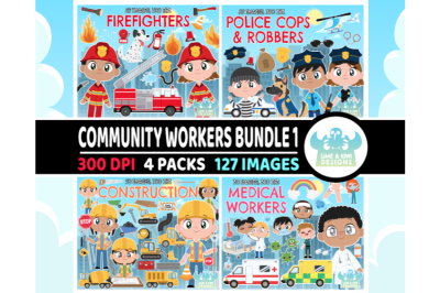 Community Workers Clipart Bundle 1 - Lime and Kiwi Designs