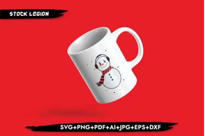 Snowman Red Black Scarf SVG