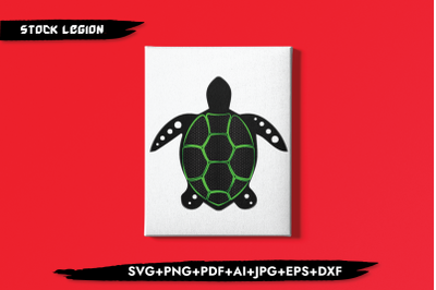 Sea Turtle Green Black SVG