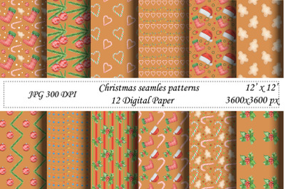 Christmas seamless pattern.Digital paper.Santa,New year