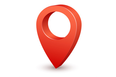 3d pin map pointer. Red marker for travel destination place. Realistic