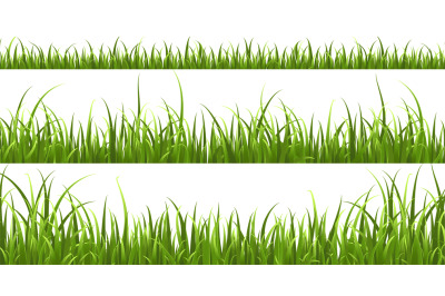 Green grass horizontal borders. Lawn shape meadow landscape collection