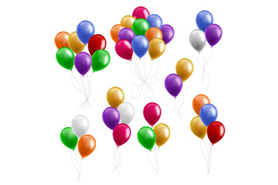 Bunches balloon. Color round flying balloons party decoration, groups