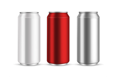 Cans aluminum. Realistic metal blank can beer or soda drinks, beverage