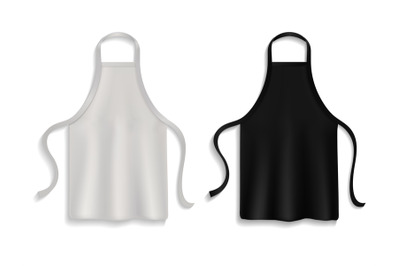 Chef apron. Realistic kitchen uniform&2C; black and white cooking cloth&2C;