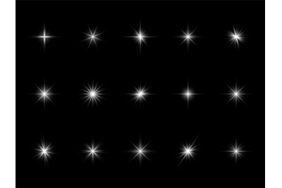 White starburst sparks. Effect light different forms, bright optical f