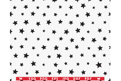 SVG Black Stars, Seamless pattern digital clipart