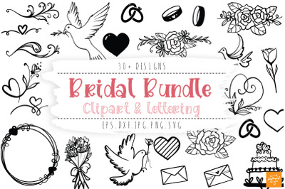 Bridal Bundle Wedding Clipart And Lettering Quotes