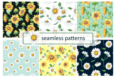Sunflower, chamomile patterns