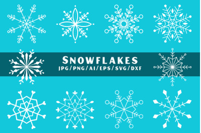 10 Snowflakes Clipart SVG