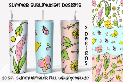 Summer&nbsp; sublimation design. Skinny tumbler wrap design