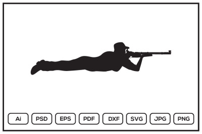 Silhouette of air rifle shooter Prone Position design illustration