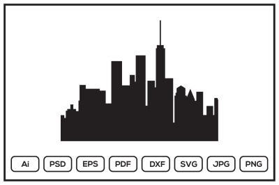 Silhouette of building skyline landscape city design illustration