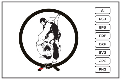 Jiu jitsu jujitsu locking position character design illustration