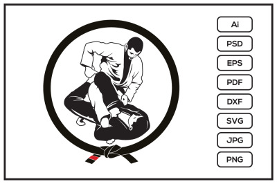 Jiu jitsu jujitsu locking position character design illustration