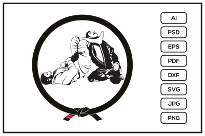 Jiu jitsu jujitsu locking position character design illustration