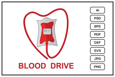 Donate blood drive logo design illustration