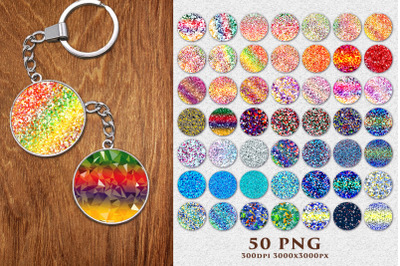 Round shiny backgrounds. Keychain, earrings, jewelry