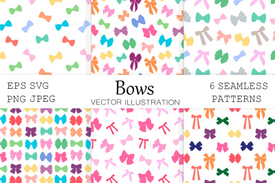 Bows silhouettes pattern. Colorful bows pattern. Bows paper