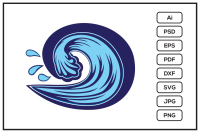 Water waves splash logo design illustration