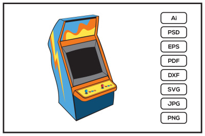 Classic game arcade console design illustration