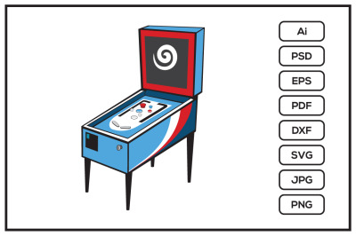 Pinball game arcade console design illustration