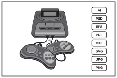 Classic sega game console design illustration