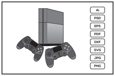 Play station 4 game console design illustration