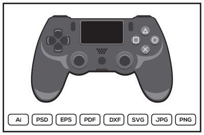 Play station 4 stick controller game console design illustration