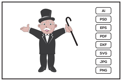 Monopoly man cartoon character design illustration