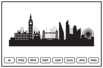 Shilhouette of London city skyline landscape design illustration