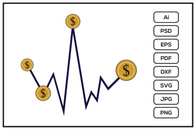 Trading wave chart logo design illustration