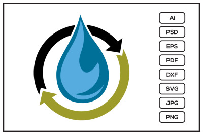 Water recycle logo sign design illustration