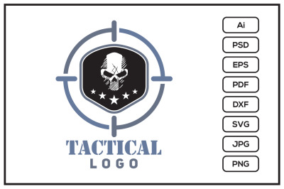 Urban tactical survival skull logo design illustration