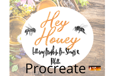 Hey Honey Lettering Brushes Procreate &amp; Stamps &amp; Palette